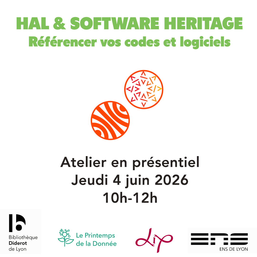 Atelier référencement codes et logiciels Sofware Heritage et HAL - 4 juin ENS de Lyon 10h